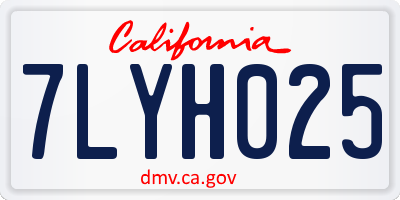 CA license plate 7LYH025