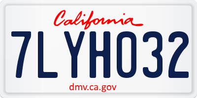 CA license plate 7LYH032