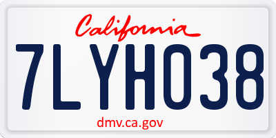 CA license plate 7LYH038