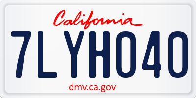 CA license plate 7LYH040
