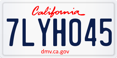 CA license plate 7LYH045