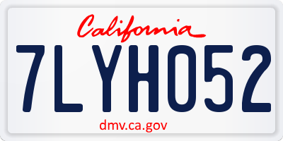 CA license plate 7LYH052
