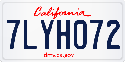 CA license plate 7LYH072