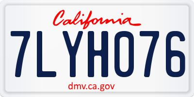 CA license plate 7LYH076
