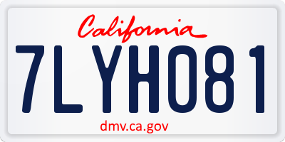 CA license plate 7LYH081