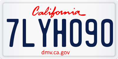 CA license plate 7LYH090