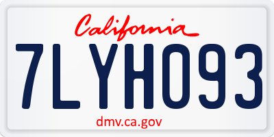 CA license plate 7LYH093