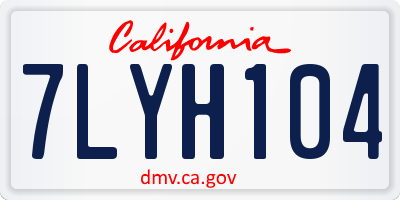 CA license plate 7LYH104