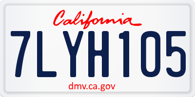 CA license plate 7LYH105