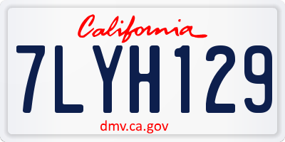 CA license plate 7LYH129