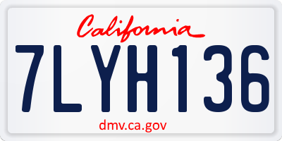 CA license plate 7LYH136