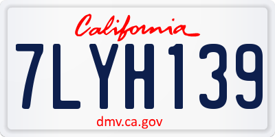 CA license plate 7LYH139