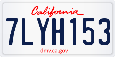 CA license plate 7LYH153