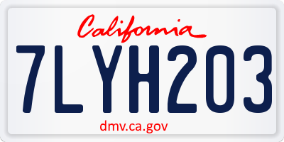 CA license plate 7LYH203