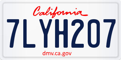 CA license plate 7LYH207