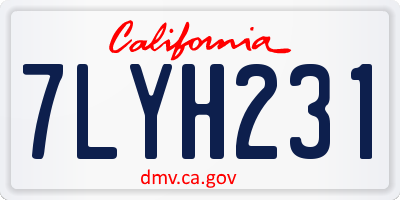 CA license plate 7LYH231