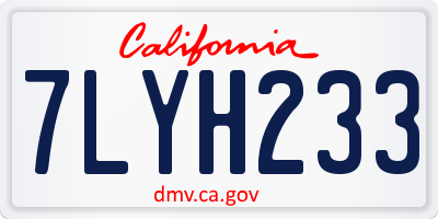 CA license plate 7LYH233