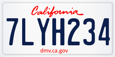 CA license plate 7LYH234