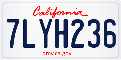 CA license plate 7LYH236
