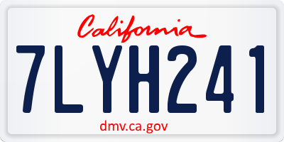 CA license plate 7LYH241