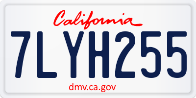 CA license plate 7LYH255