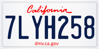 CA license plate 7LYH258