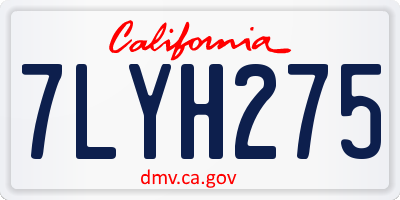 CA license plate 7LYH275