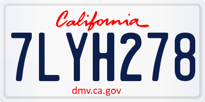 CA license plate 7LYH278