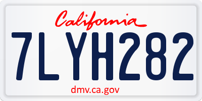 CA license plate 7LYH282