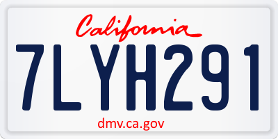 CA license plate 7LYH291