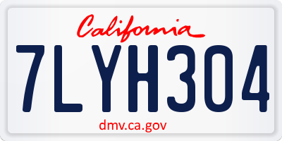 CA license plate 7LYH304