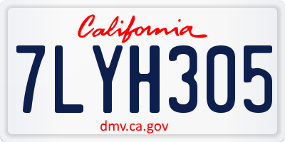 CA license plate 7LYH305