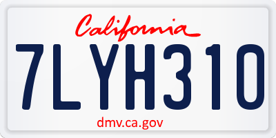 CA license plate 7LYH310