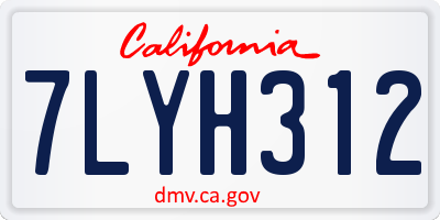 CA license plate 7LYH312