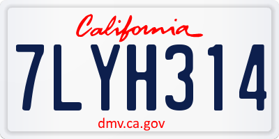 CA license plate 7LYH314