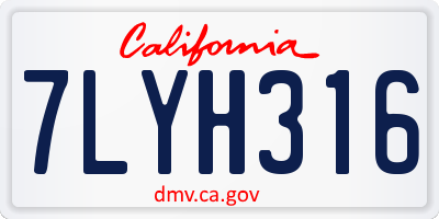 CA license plate 7LYH316