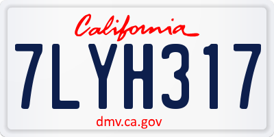 CA license plate 7LYH317