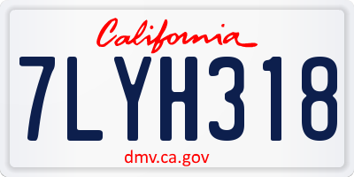CA license plate 7LYH318