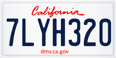 CA license plate 7LYH320