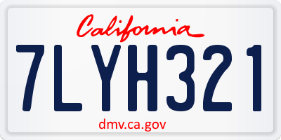CA license plate 7LYH321