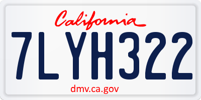 CA license plate 7LYH322