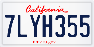 CA license plate 7LYH355