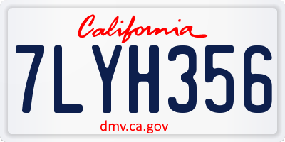 CA license plate 7LYH356