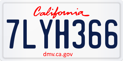 CA license plate 7LYH366