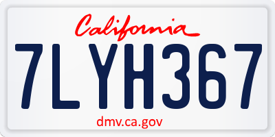 CA license plate 7LYH367