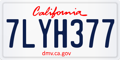 CA license plate 7LYH377