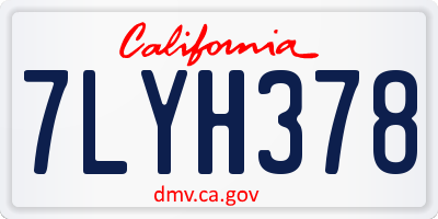 CA license plate 7LYH378