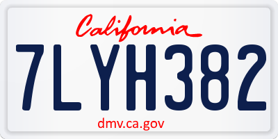 CA license plate 7LYH382
