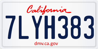CA license plate 7LYH383