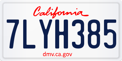 CA license plate 7LYH385